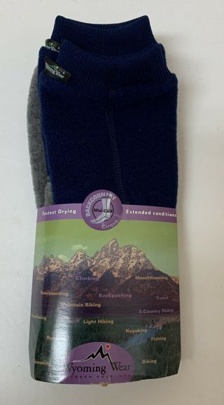 Wyoming Wear Fleece Boot Socks Fast Drying Mid Calf Size Large Blue Gray