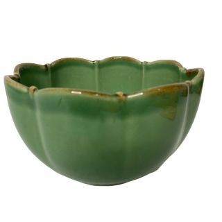 Vintage Flower Pot Ceramic Bowl Planter Succulent Bowl Mcm Mid Century Green