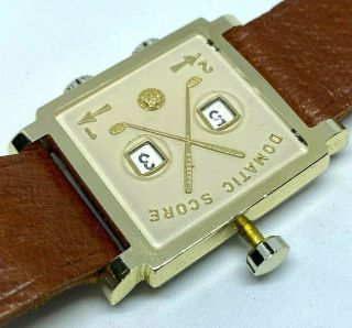 Vintage Gold Tone Leather Domatic Score Swiss Golf Stroke Counter