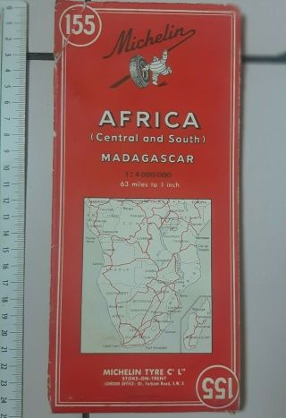 1970 Michelin Vintage Road Map 155 Central South Africa Madagascar Afrique Chart
