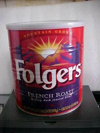 Vintage Folgers French Roast Steel Coffee Can Empty W/lid (folgers20 - 11)