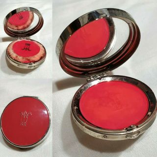 Charles Of The Ritz Vintage Compact Mirror Rouge Blush Hinged Small Makeup Case