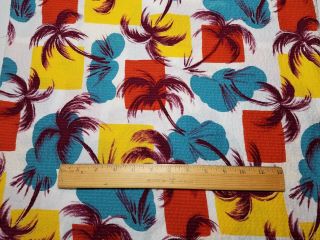 Vintage Hawaiian Seersucker Cotton Fabric 2 Yards 36 " Wide With Flaws