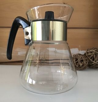 Vintage Pyrex Corning 1960s Atomic Star Burst 6 Cup Coffee Pot Carafe Heatproof