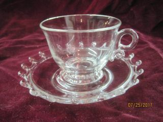 Vintage Heisey Clear Glass Cup & Saucer Lariat