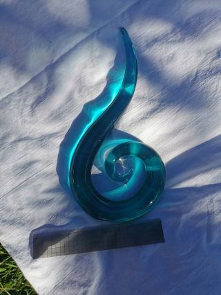 Vintage Murano Hand Blown Glass Sculpture In Green/teal