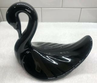 Vintage Andre Richard ? 80s Ceramic Black Glossy Swan Home Decor Figurine