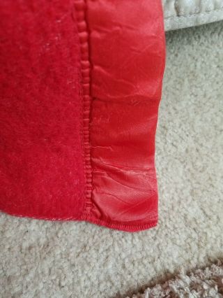 Vintage Wool Blanket Red Satin Trim Bedding 66 