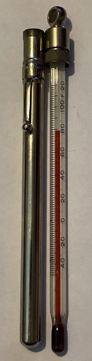 Vintage Taylor Instrument Companies Rochester Ny Glass Thermometer In Metal Case