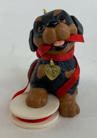 Vintage 1995 Puppy Love Rottweiler 5 In Series Hallmark Keepsake Ornament W/box