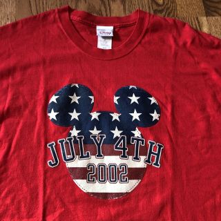 Y2k Vtg Patriotic American Flag 4th Of July Disney Mickey Mouse T Shirt Red Xl
