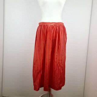 Vtg Carole Little Skirt 100 Silk Red Striped Midi Pocket San Tropez West 4 - 6