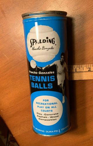Vintage Spalding Pancho Gonzales Tennis Balls In Can Questor Chicopee