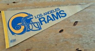 Vintage Los Angeles Rams Pennant - White Pennant,  L.  A.  Rams Nfl Helmet