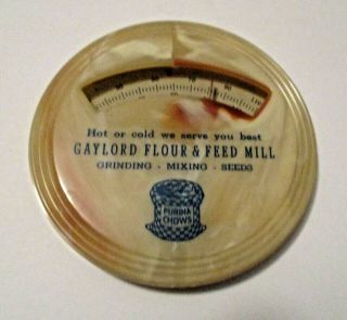 Vintage Purina Chows Gaylord Minn.  Flour & Feed Mill Advertising Thermometer