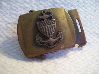 Vintage Old United States U.  S.  Coast Guard Solid Brass Belt Buckle 1950 