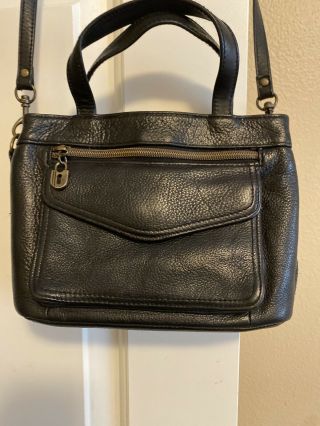 Vintage Sonoma Jean Company Black Pebble Leather Shoulder Handbag Purse