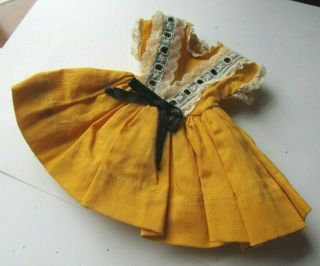 Vintage Shirely Temple Lace Mustard Yellow Dress Ideal Toy Corp.  Tagged 6 " Long