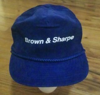 Vintage Brown & Sharpe Machinist Tools Blue Corduroy Zipback Trucker Cap Hat