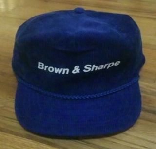 Vintage Brown & Sharpe Machinist Tools Blue Corduroy Zipback Trucker Cap Hat 2