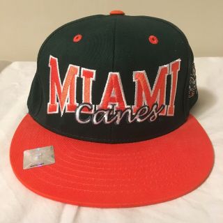 Vtg 90s University Of Miami Hurricanes Canes Snapback Hat Top Of The World Fs