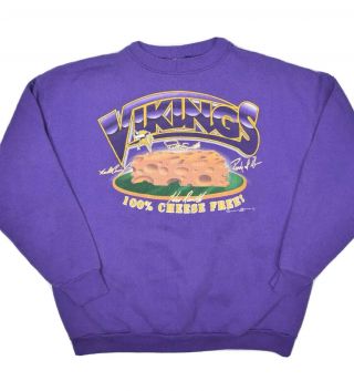 Vintage Minnesota Vikings Crewneck Sweatshirt Mens L Purple Cheese Nfl