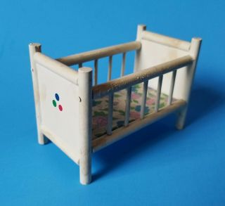 Shackman Dollhouse Miniature White Crib Baby Nursery 1:12 Vintage