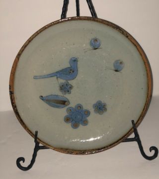 Vintage El Palomar Ken Edwards Blue Bird Pottery Mexico 1960s 10”.