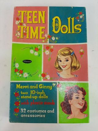 Vintage 1960 Whitman Teen Time Paper Dolls Merri & Ginny Uncut