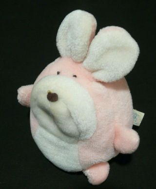 Vintage 1979 Gund Small 6” Fat Bunny Rabbit White Pink Stuffed Plush