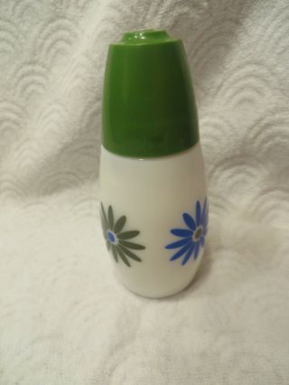 Vintage Gemco Sugar Dispenser Shaker Blue & Green Daisy Milk Glass