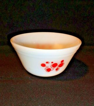 Vintage Federal Glass Red Atomic Dot 5 " White Mixing Bowl