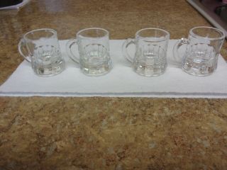 4 Vintage Federal Glass Mini Mug Style Shot Glasses