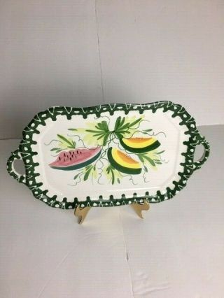 Hand Painted Serving Platter With Melons.  Vintage Zanolli