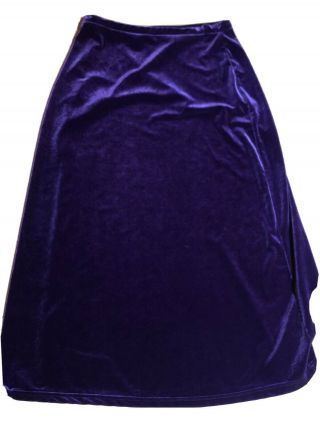 Cambridge Dry Goods Deep Purple Skirt Sz L Vtg 90s Crushed Velvet Velour Maxi
