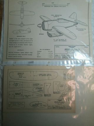 Vtg 2 - 42 Wwii Recognition Id Aircraft A - 1 Template & Plans Brewster F2a - 3 Nr