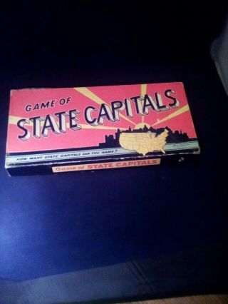 Vintage 1952 Game Of State Capitals By Parker Brothers Game Complete Box A.