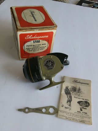 Vintage Shakespeare 1700 Spin Cast Reel Box Paper Work Wrench