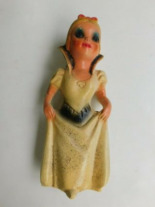 Vtg Snow White Chalkware Plaster Figurine Carnival Prize Glitter 13&1/2 " Tall