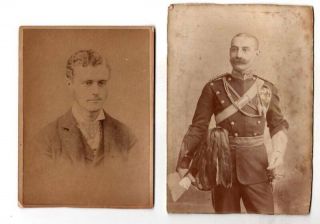 2 British Cabinet Photos - 12th Lancer Uniform Ca 1880s