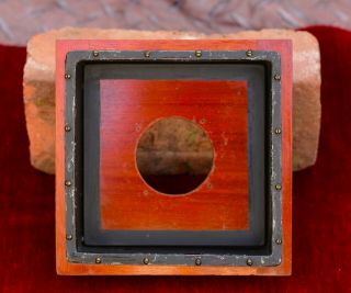 Vintage Large Format Lens Board Recessed Wood & Metal Back