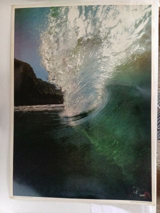 Vintage 1970s Silver Curl Surfing Photo Poster David " Woody " Woodworth