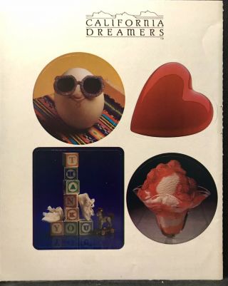 Vintage 1980’s California Dreamers Egg Heart Ice Cream Rare Sticker Sheet