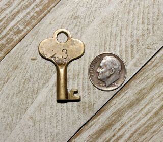 Vtg Antique Small Brass Hollow Barrel Miniature Padlock Lock Key No.  23