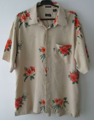Vintage Izod Pure Silk Hawaiian Shirt 47 " - 119.  5cm L (17906h)