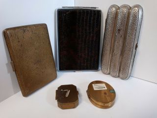 Several Vintage Cigarette Cigar And Match Stick Cases.  Very Neat Stuff (look)