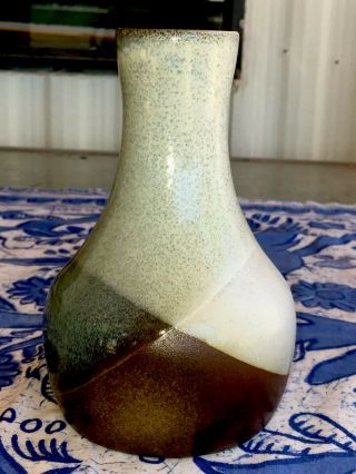 Vintage Pottery Craft Robert Maxwell Mcm Geometric Design 6 " Vase Earth Colors