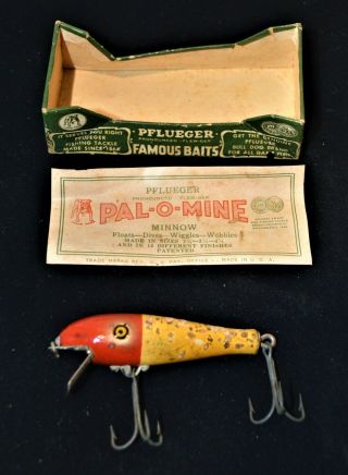 Vintage Pflueger Pal - O - Mine 5037 White/red & Silver Sparks Fishing Lure 2 3/4 "