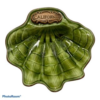 Vintage Treasure Craft Glazed Shell Clam Ashtray Soap Dish Catch All California
