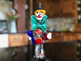 Vintage Murano Clown With Large Green Bow Tie